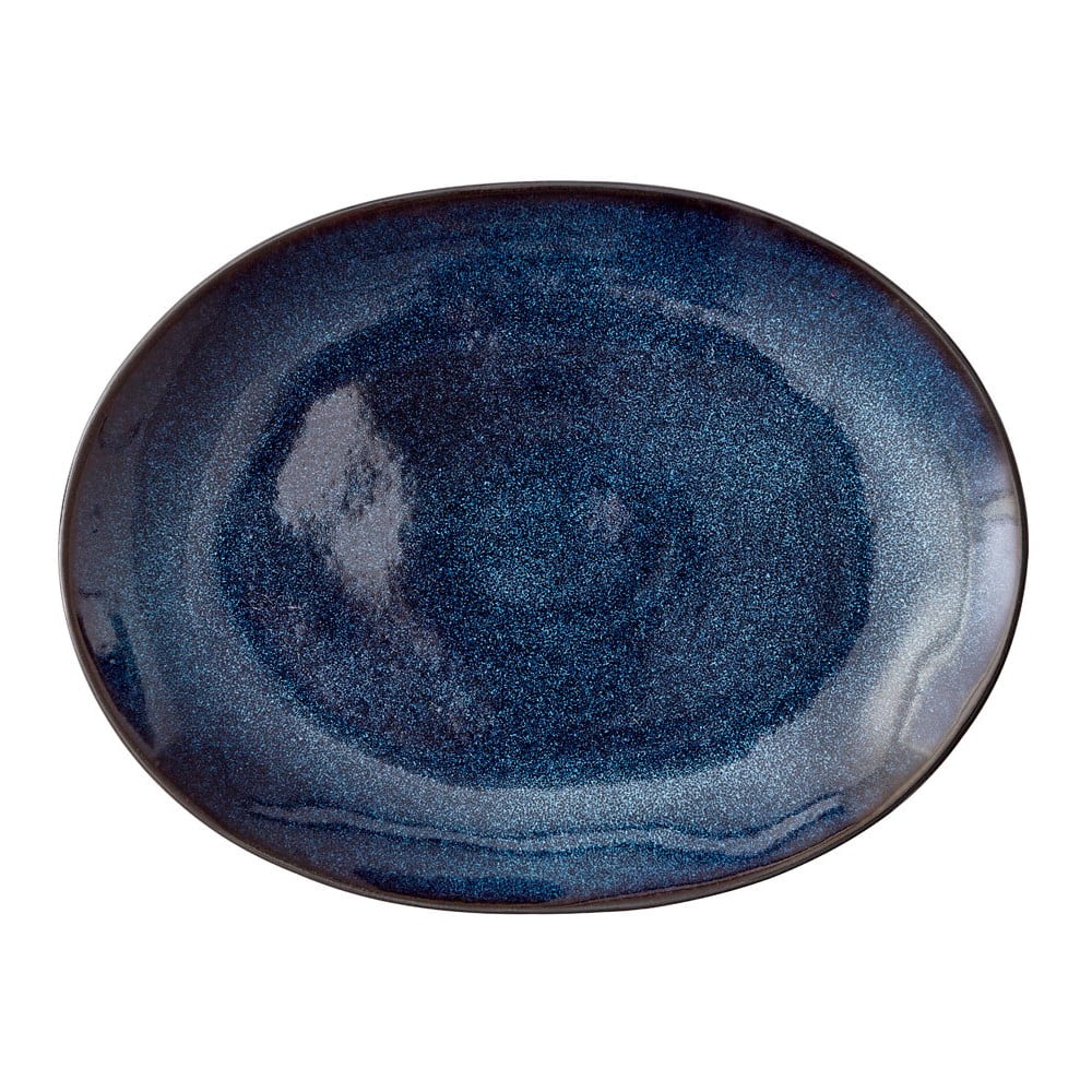 E-shop Modrý kameninový servírovací tanier Bitz Mensa, 30 x 22,5 cm