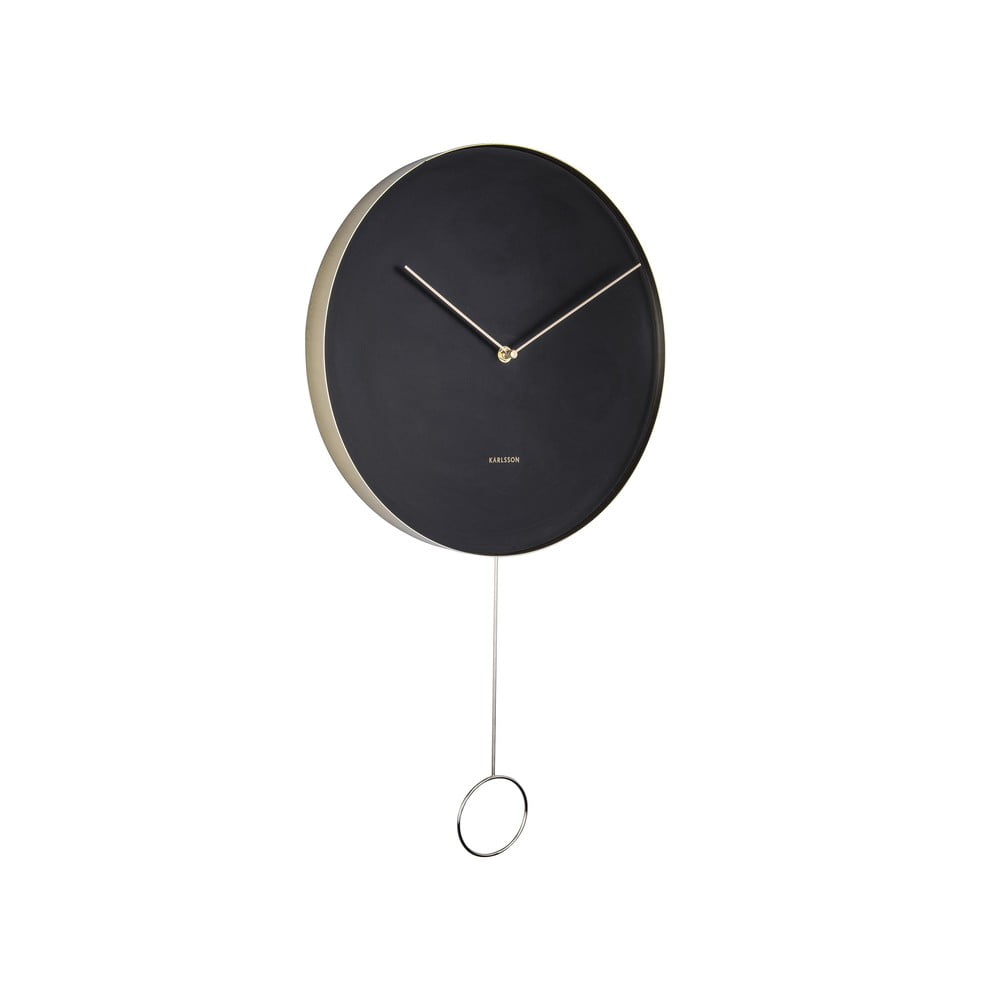 E-shop Čierne nástenné kyvadlové hodiny Karlsson Pendulum, ø 34 cm