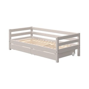 Sivá detská posteľ z borovicového dreva s prídavným výsuvným lôžkom Flexa Classic