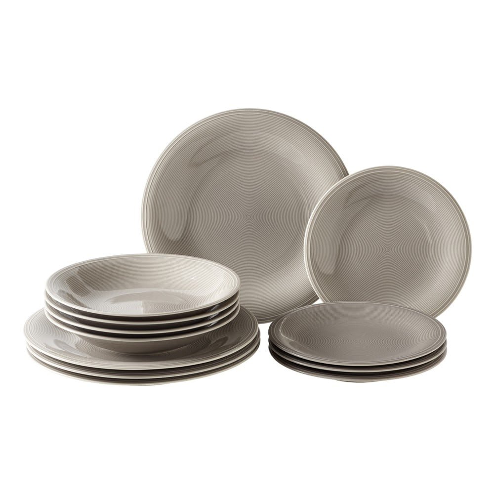 12-dielna súprava sivých porcelánových tanierov Villeroy & Boch Like Color Loop