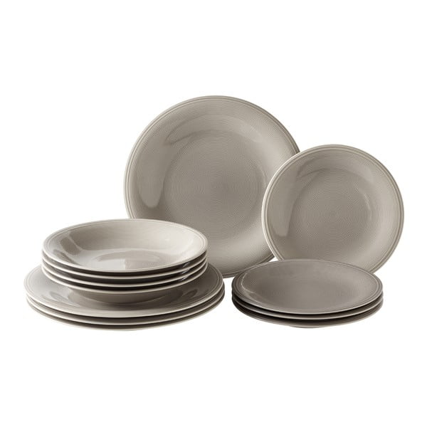 12-dielna súprava sivých porcelánových tanierov Villeroy & Boch Like Color Loop