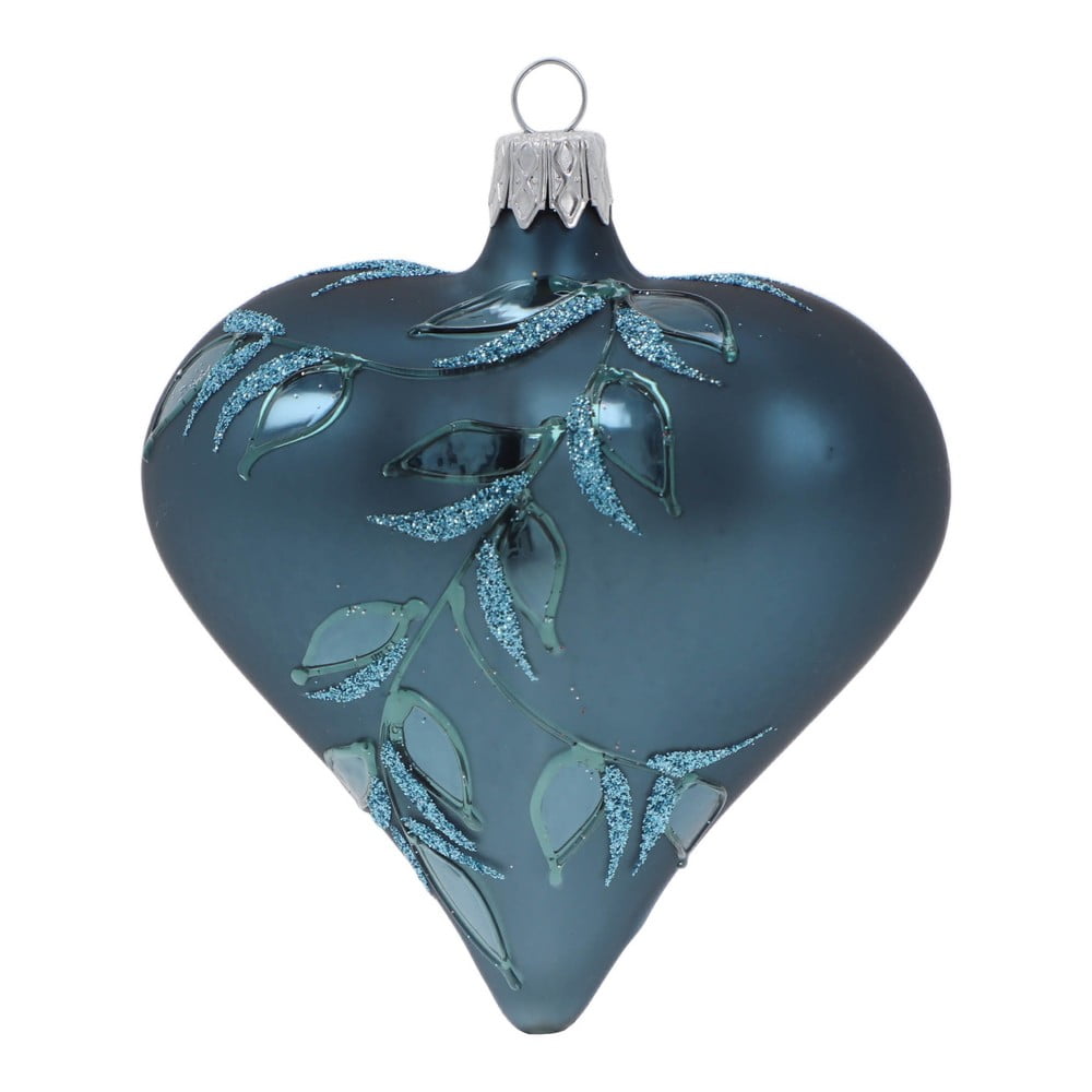 E-shop Súprava 3 modrých sklenených vianočných ozdôb Ego Dekor Heart
