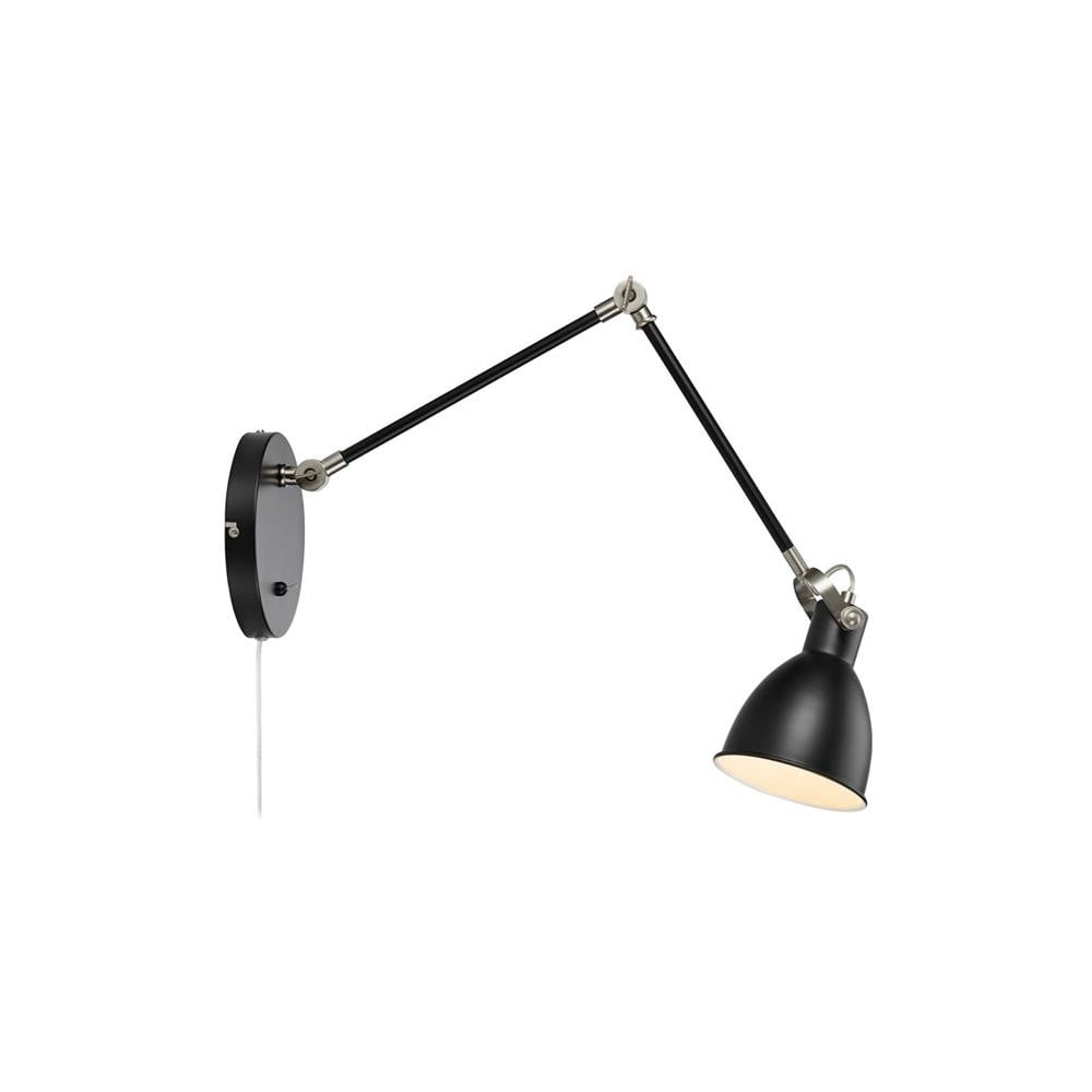 E-shop Čierna nástenná lampa Markslöjd House, dĺžka ramena 84,5 cm