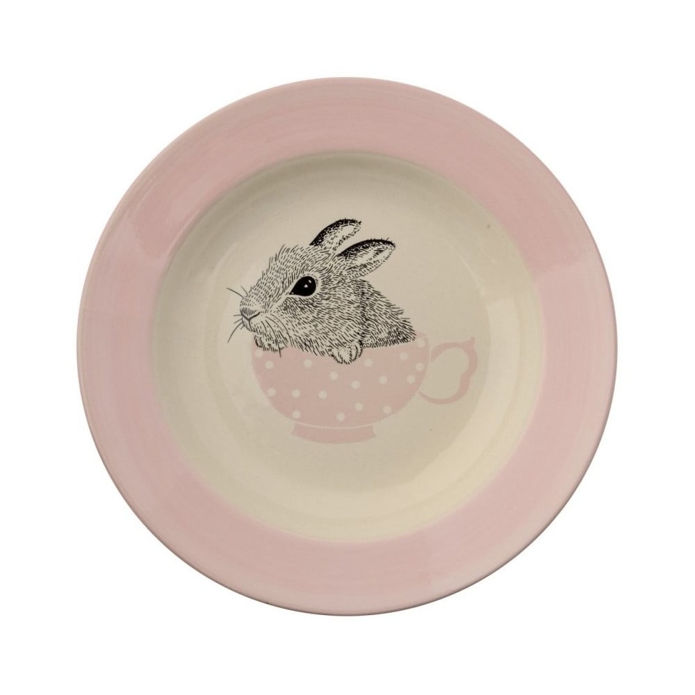 Ružový polievkový tanier z kameniny Bloomingville Nanna, ⌀ 25 cm
