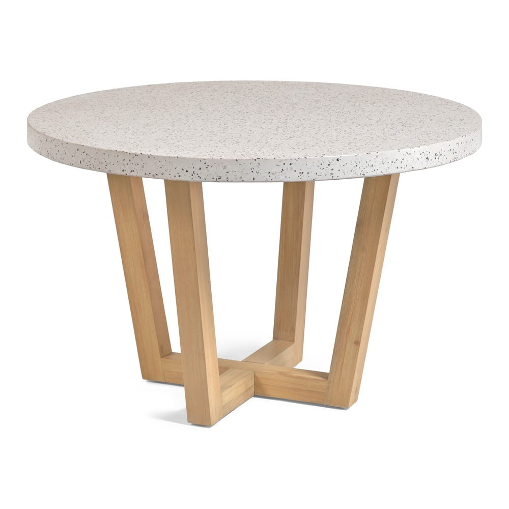 E-shop Biely záhradný stôl s doskou z kameňa Kave Home Shanelle, ø 120 cm
