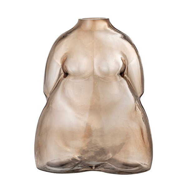 Hnedá sklenená váza Bloomingville Evie, výška 19 cm