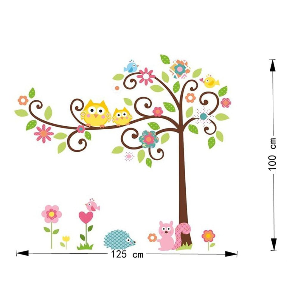 E-shop Nástenná detská samolepka Ambiance Tree and Owl