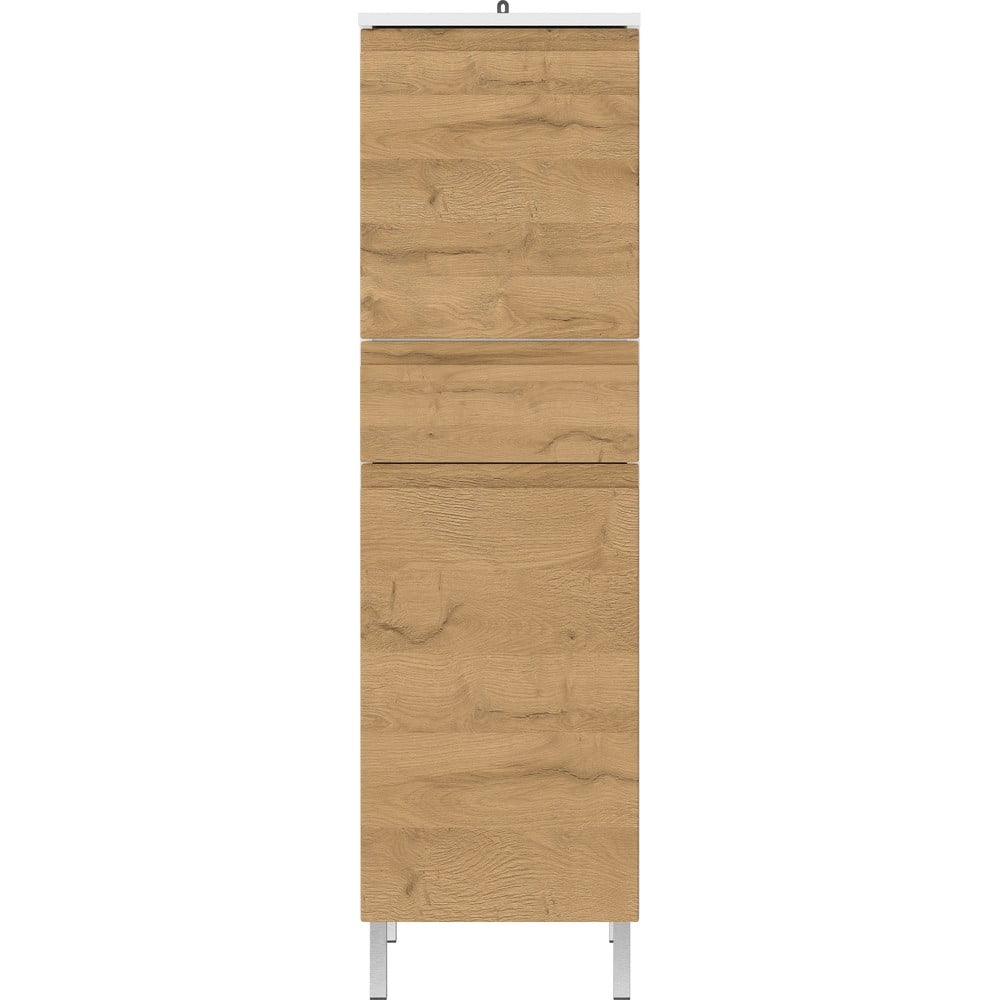E-shop Biela vysoká kúpeľňová skrinka v dekore duba 34x120 cm Torrance - Germania