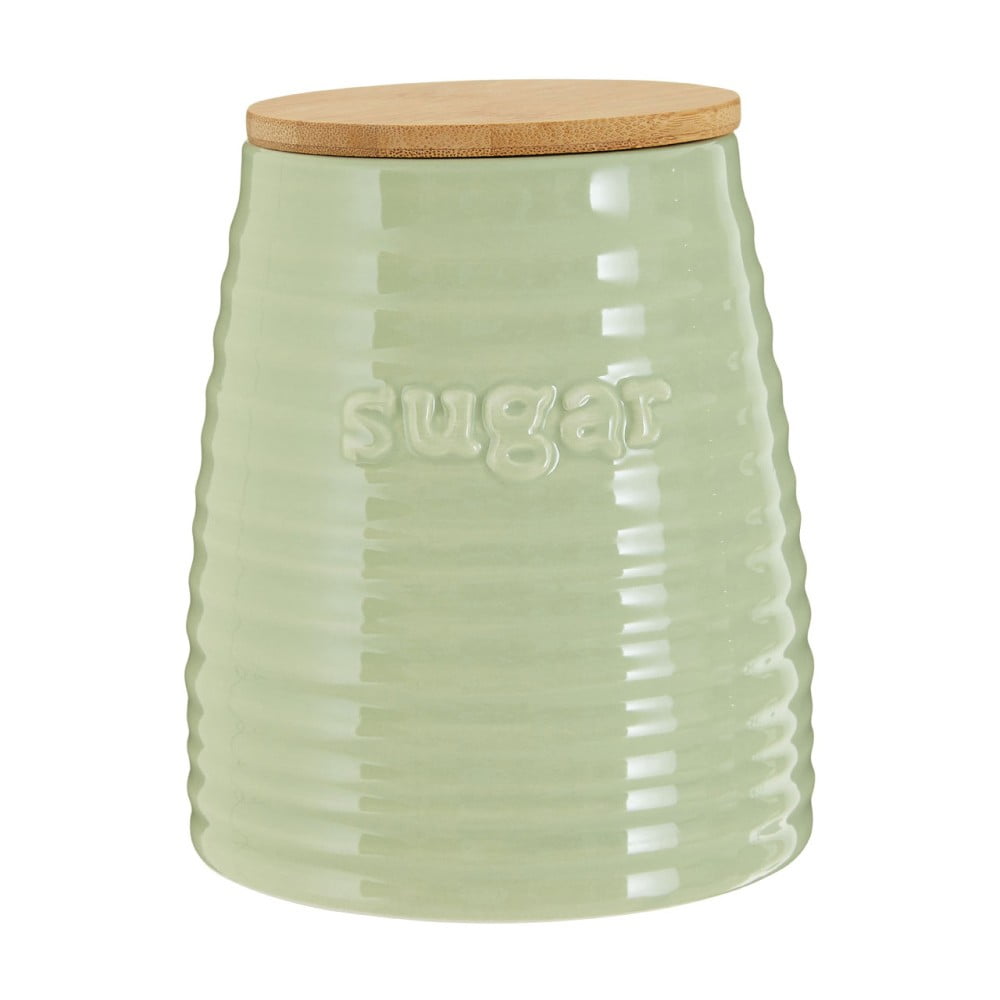 E-shop Svetlozelená dóza s bambusovým vrchnákom na cukor Premier Housewares Winnie, 950 ml