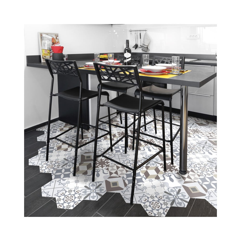 Obrázok Sada 10 samolepiek na podlahu Ambiance Floor Stickers Hexagons Mariana, 40 × 90 cm