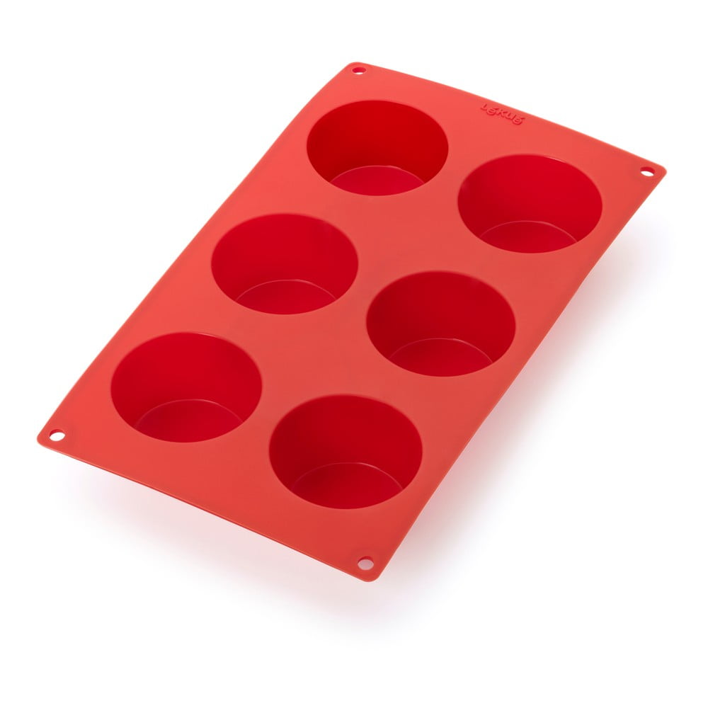 E-shop Červená silikónová forma na 6 mini muffinov Lékué