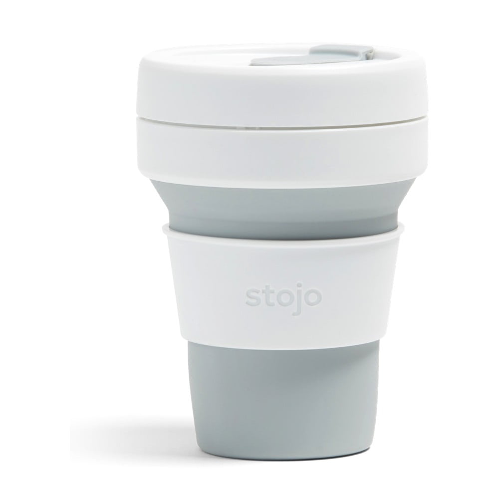 E-shop Bielo-sivý skladací cestovný hrnček Stojo Pocket Cup Dove, 355 ml