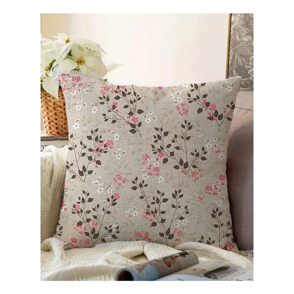 E-shop Hnedá obliečka na vankúš s prímesou bavlny Minimalist Cushion Covers Bloom, 55 x 55 cm