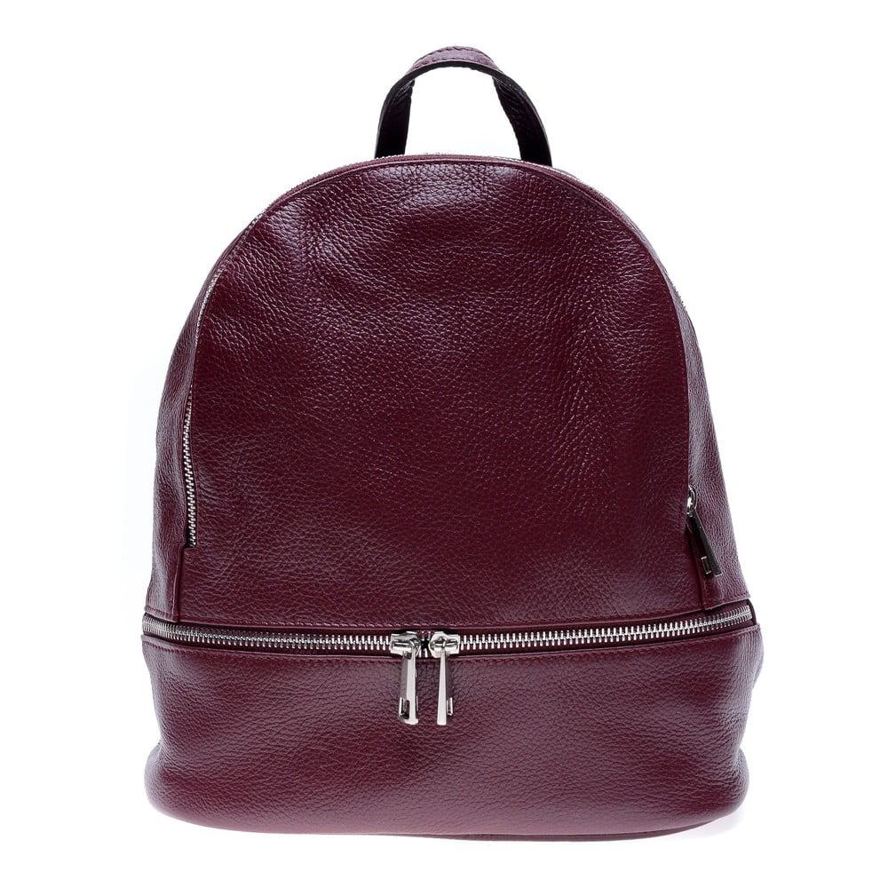 E-shop Vínovočervený kožený batoh na zips Anna Luchini