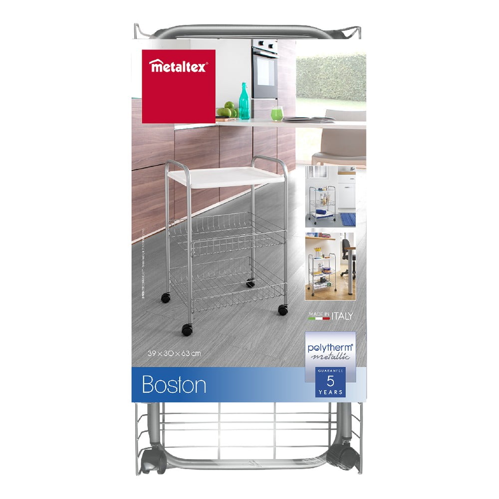 Obrázok Pojazdný dvojposchodový regál Metaltex Boston, dĺžka 39 cm