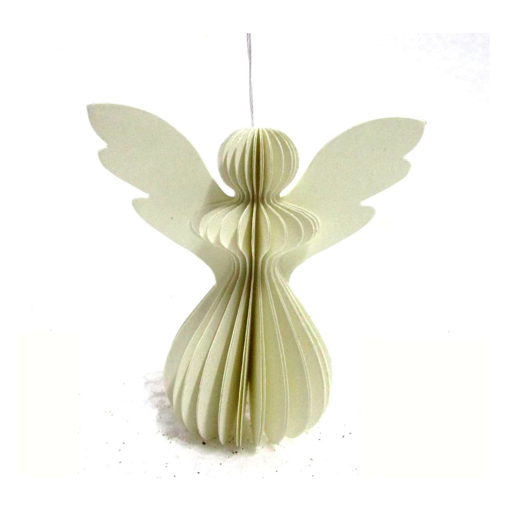 E-shop Papierová vianočná ozdoba v tvare anjela v svetlosivej farbe Only Natural, 12,5 x 7,5 cm