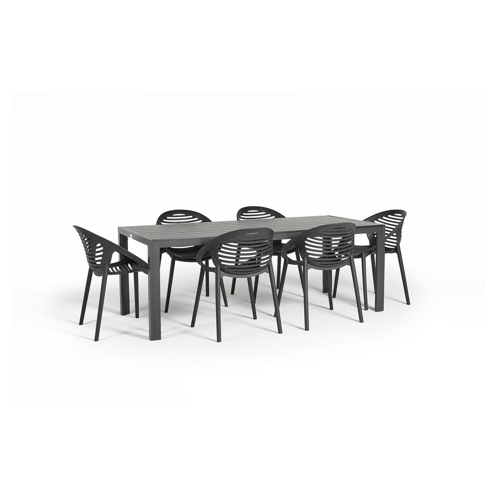 E-shop Záhradná jedálenská súprava pre 6 osôb s čiernou stoličkou Joanna a stolom Viking, 90 x 205 cm
