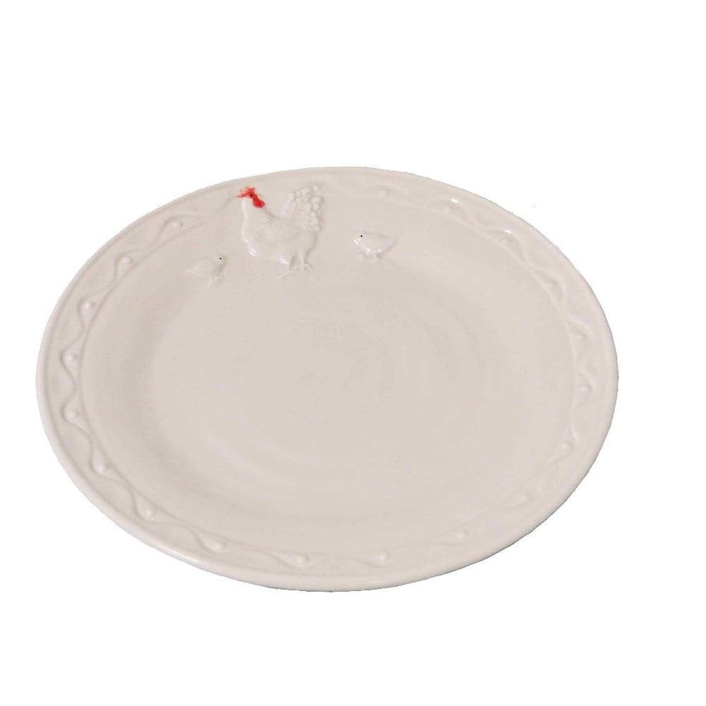 E-shop Biely keramický tanier Antic Line Hen, ⌀ 21 cm