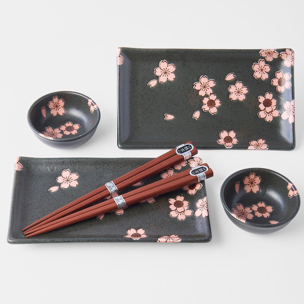 E-shop 6-dielny set sivého keramického riadu na sushi MIJ Sakura