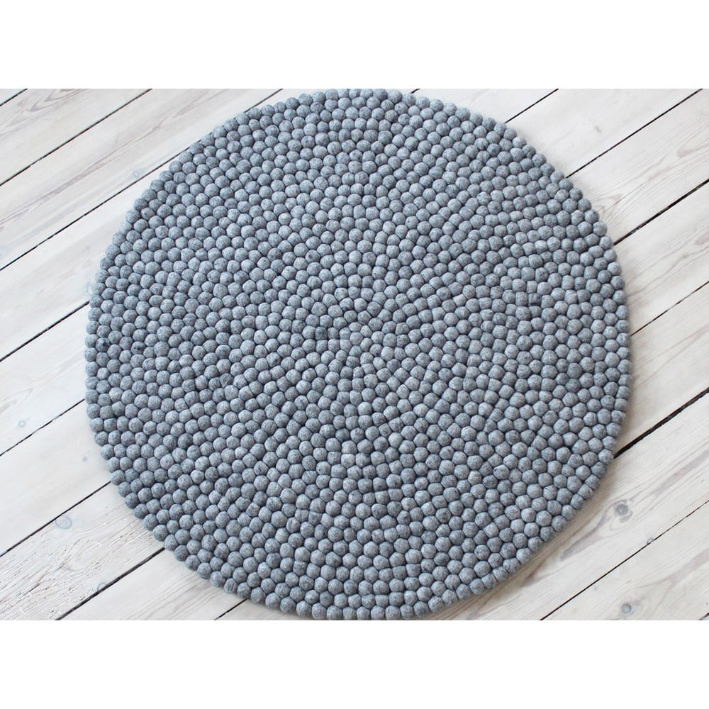 Obrázok Oceľovosivý guľôčkový vlnený koberec Wooldot Ball rugs, ⌀ 90 cm