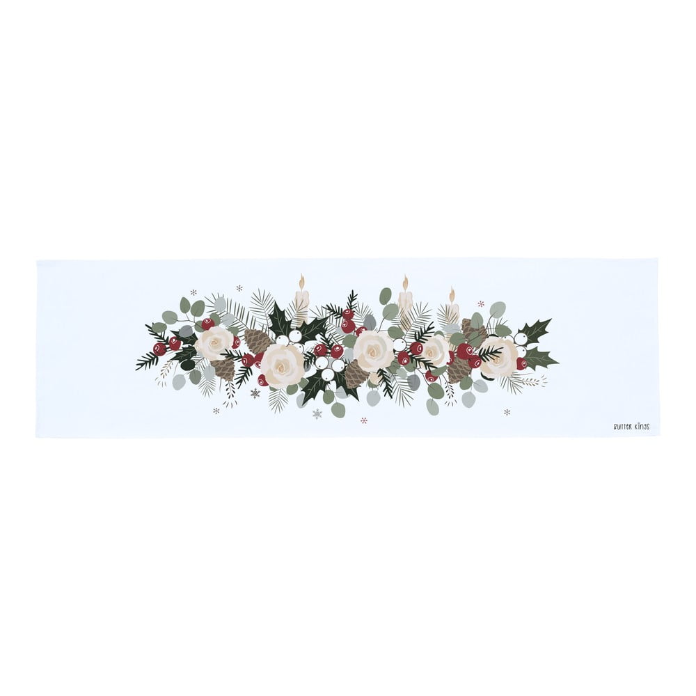 E-shop Bavlnený behúň s vianočným motívom Butter Kings Fir Branches, 140 x 40 cm