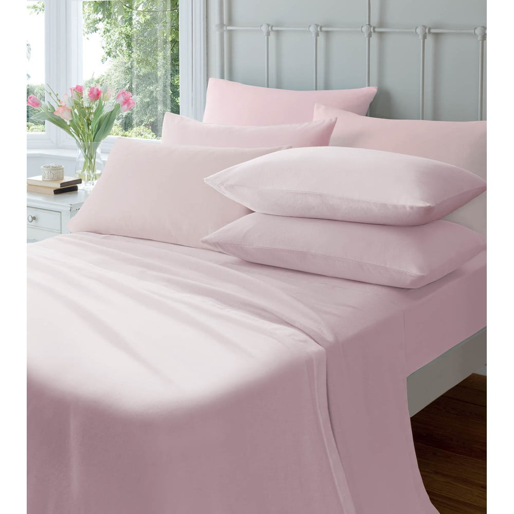 Neelastická plachta Plain Flette Pink, 230x254 cm