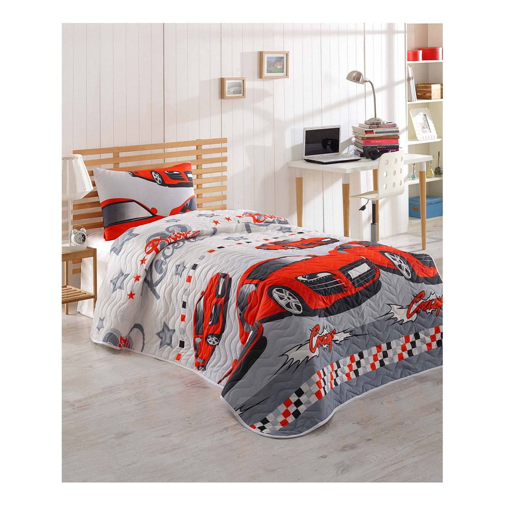E-shop Set prehozu cez posteľ a obliečky na vankúš s prímesou bavlny Eponj Home Crazy Red, 160 x 220 cm