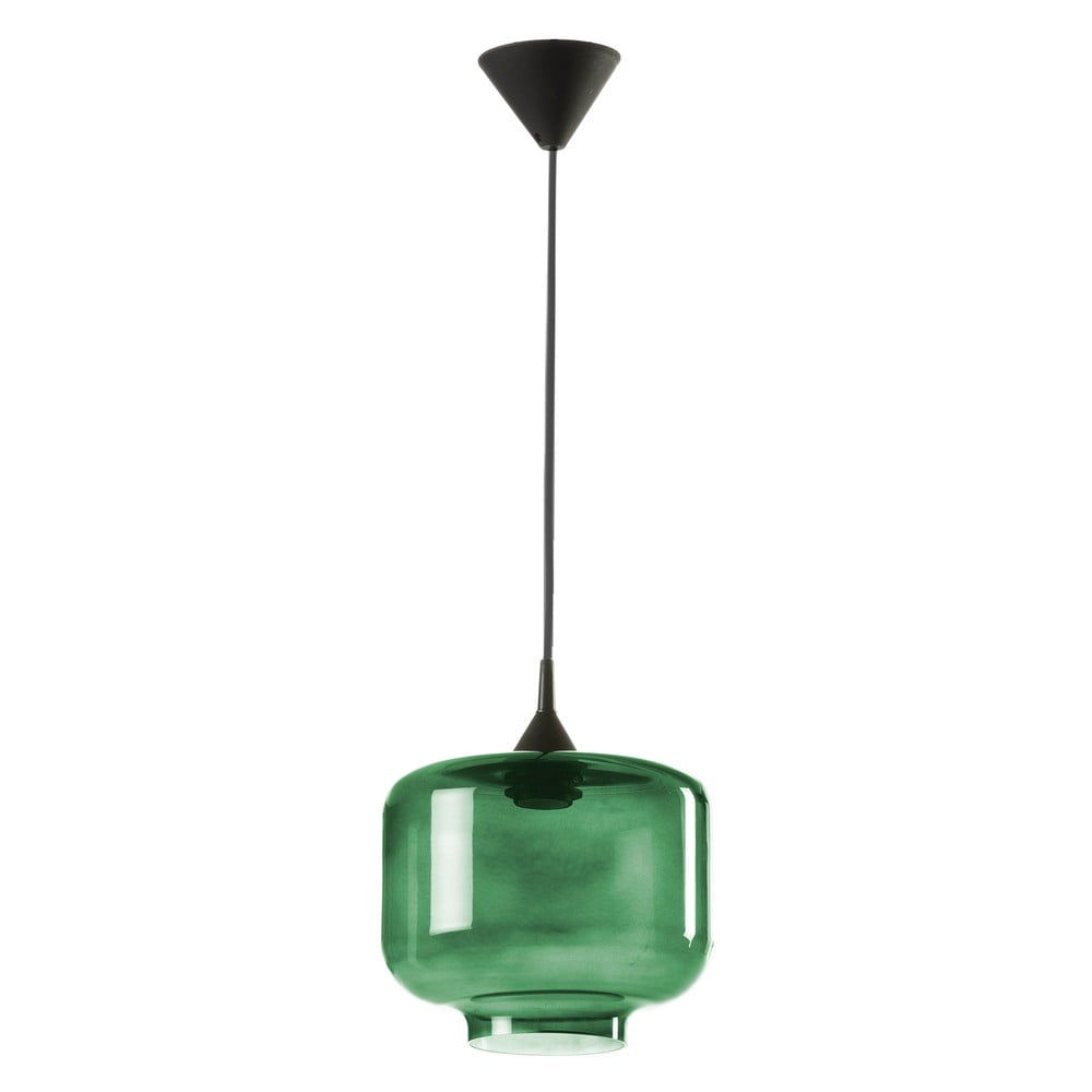 E-shop Čierne závesné svietidlo so zeleným skleneným tienidlom Tierra Bella Ambar, ø 25 cm