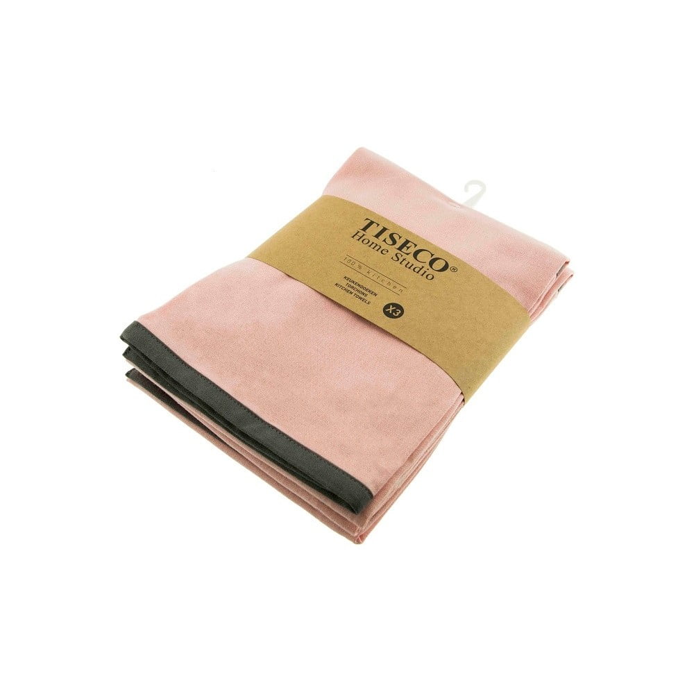 E-shop Súprava 3 ružových bavlnených utierok Tiseco Home Studio, 50 × 70 cm