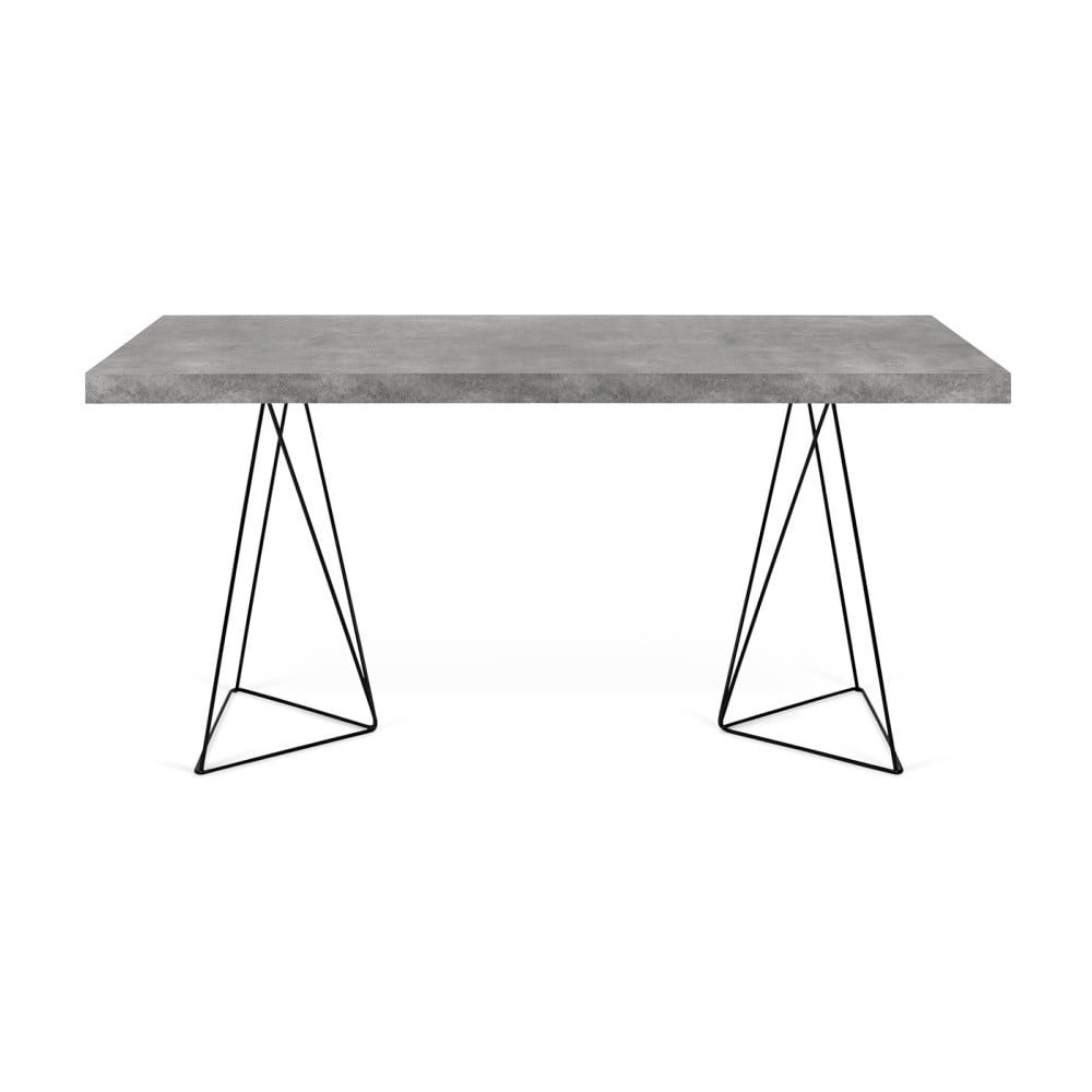 E-shop Pracovný stôl v dekore betónu s čiernou podnožou TemaHome Multi, 160 x 90 cm