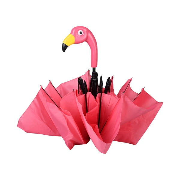 Ružový skladací dáždnik Esschert Design Flamingo, ⌀ 96,5 cm