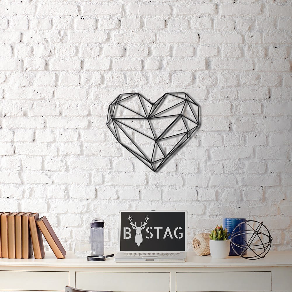 E-shop Nástenná kovová dekorácia Heart, 40 × 37 cm