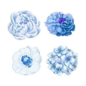 Sada 4 dekoratívnych prestieraní z jutových vlákien Madre Selva Blue Flowers