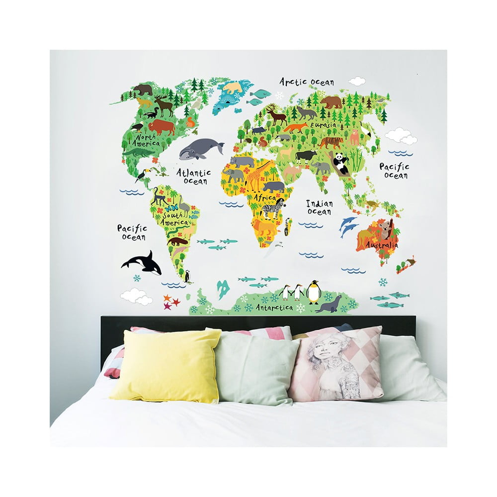 E-shop Nástenná detská samolepka Ambiance World Map, 73 × 95 cm
