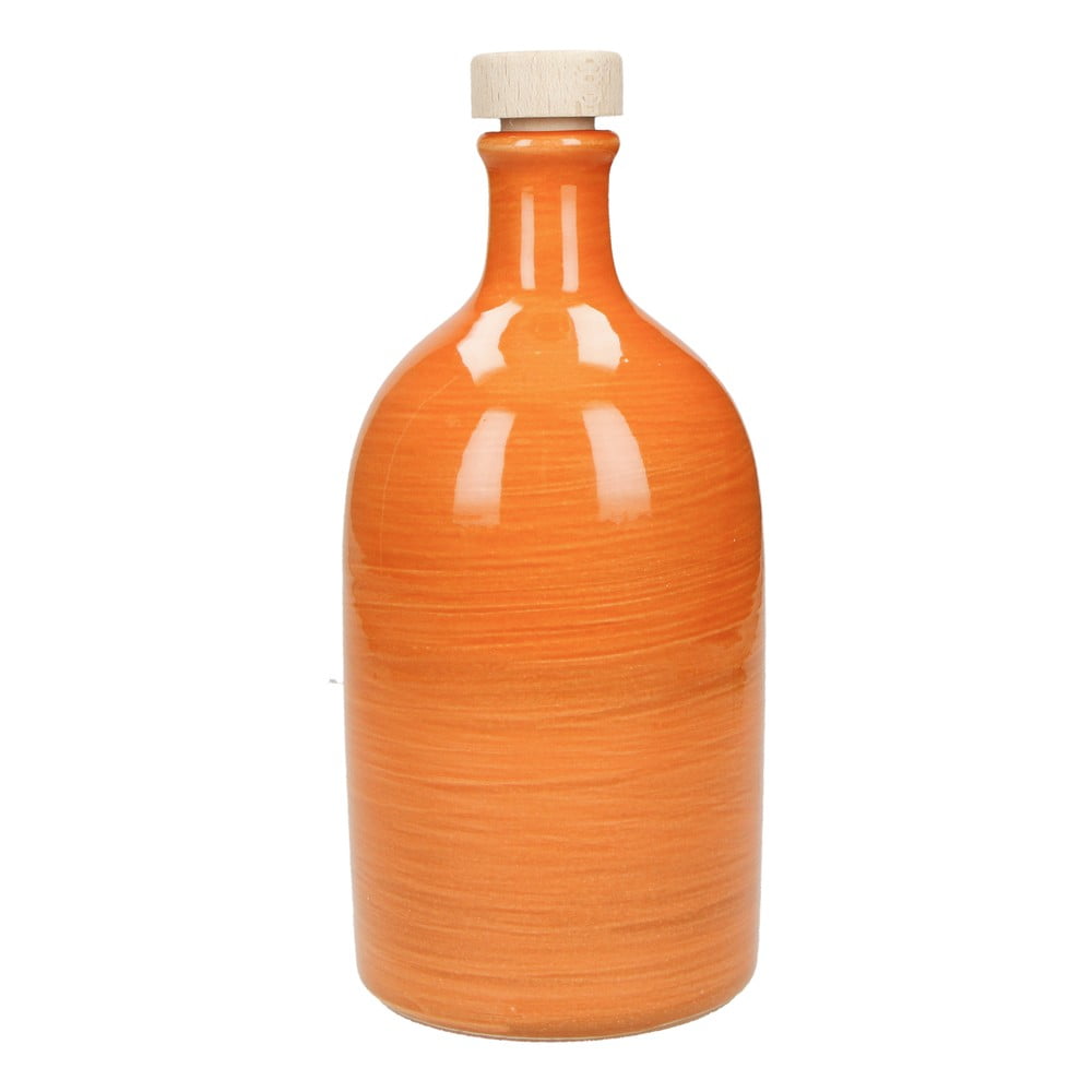 E-shop Oranžová keramická fľaša na olej Brandani Maiolica, 500 ml