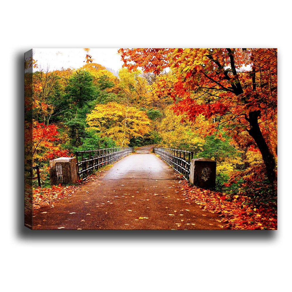 E-shop Obraz Tablo Center Autumn Bridge, 70 × 50 cm