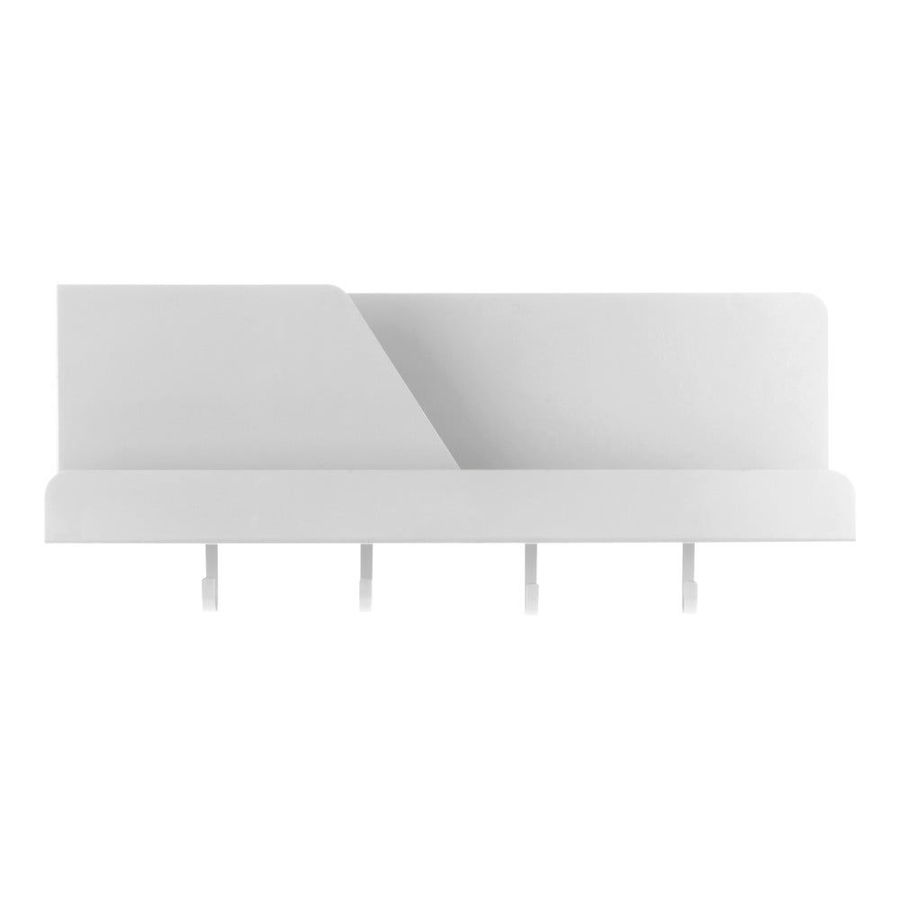 E-shop Biely kovový nástenný organizér s háčikmi Leitmotiv Perky, šírka 46 cm