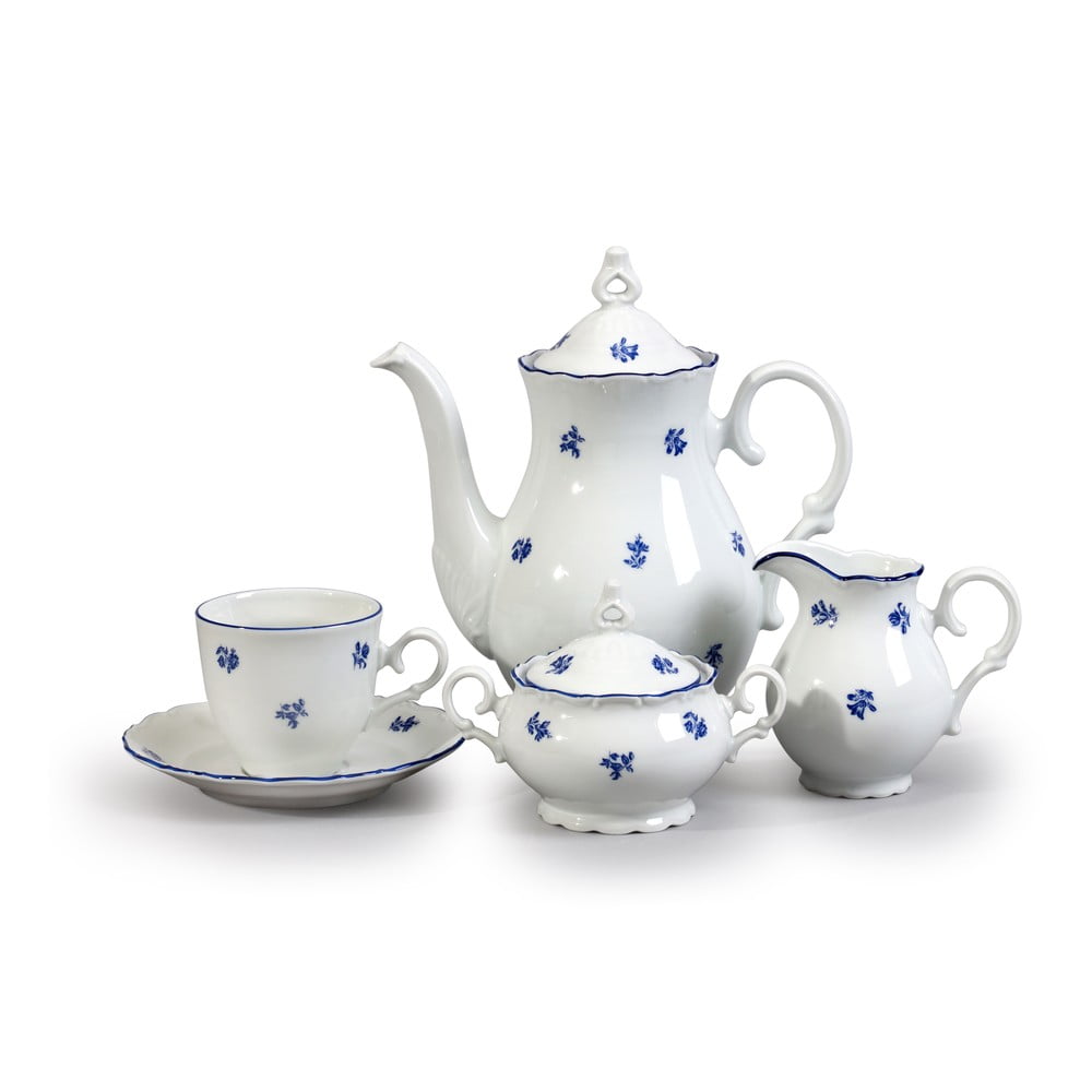 E-shop Porcelánová sada na kávu s modrou kventikou Thun Ophelia