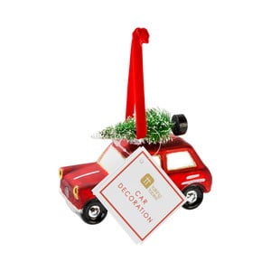 Sklenená vianočná dekorácia v tvare autíčka Taling Tables Car and Tree