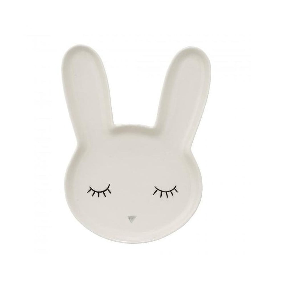 E-shop Biely detský tanier z kameniny Bloomingville Mini Smilla Bunny