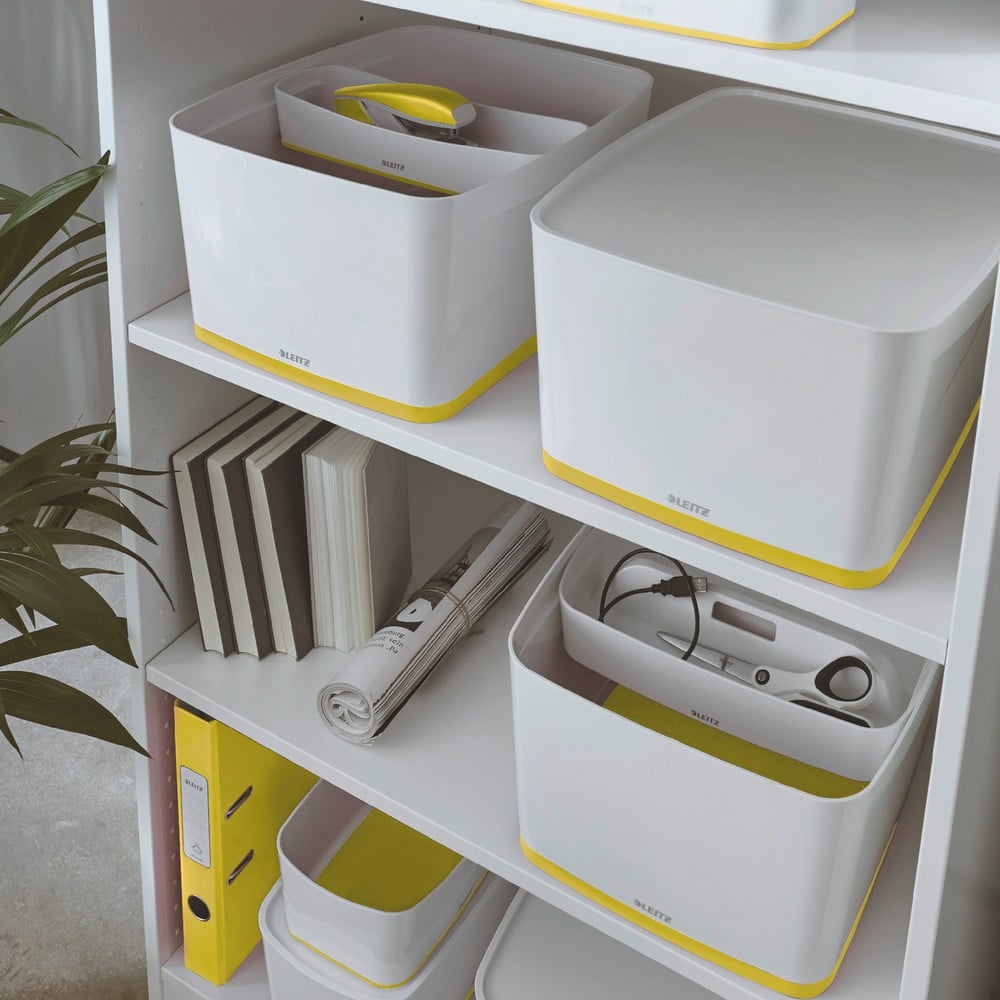 E-shop Bielo-žltý plastový úložný box s vekom MyBox - Leitz