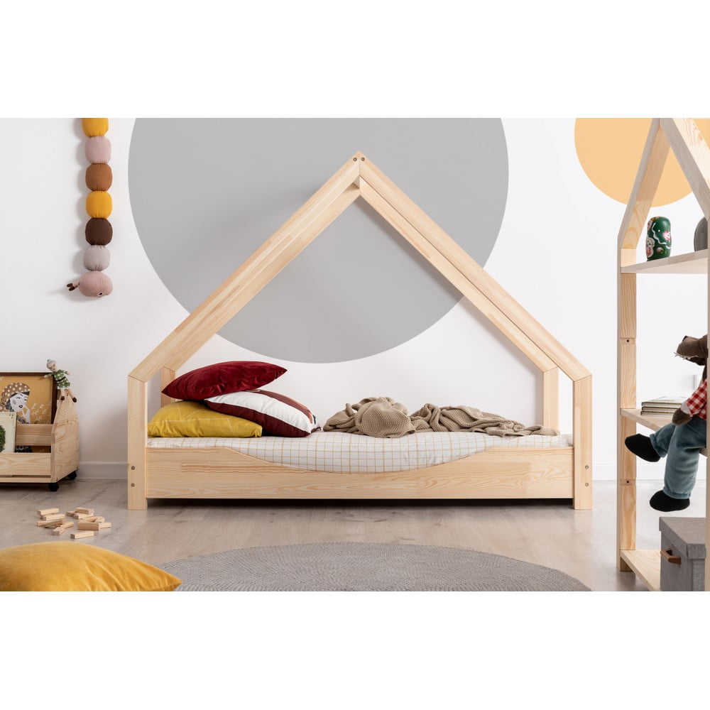 E-shop Domčeková detská posteľ z borovicového dreva Adeko Loca Elin, 80 x 160 cm