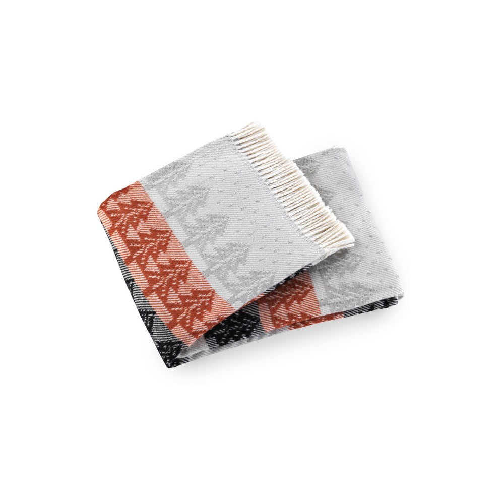 E-shop Červeno-sivý pléd s podielom bavlny Euromant Moss, 140 × 180 cm