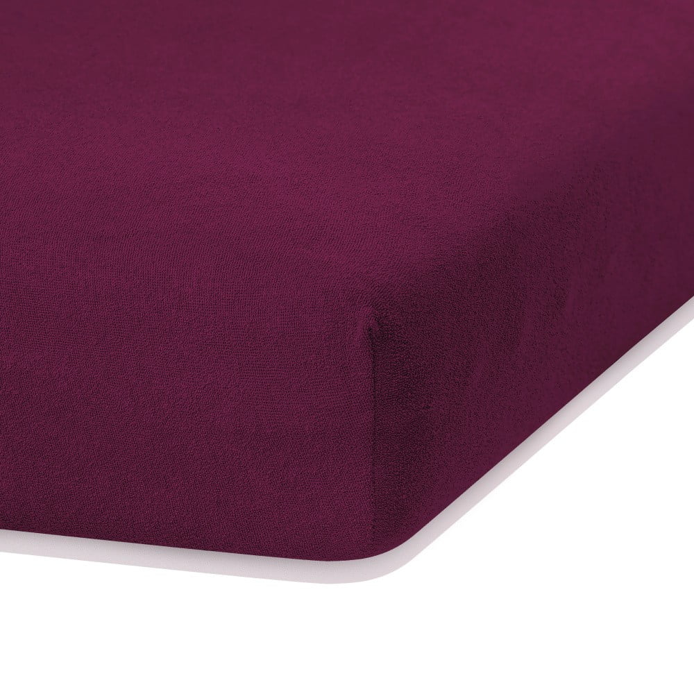 Obrázok Tmavovínové elastické plachty na dvojlôžko AmeliaHome Ruby Dark Cherry, 180-200 x 200 cm