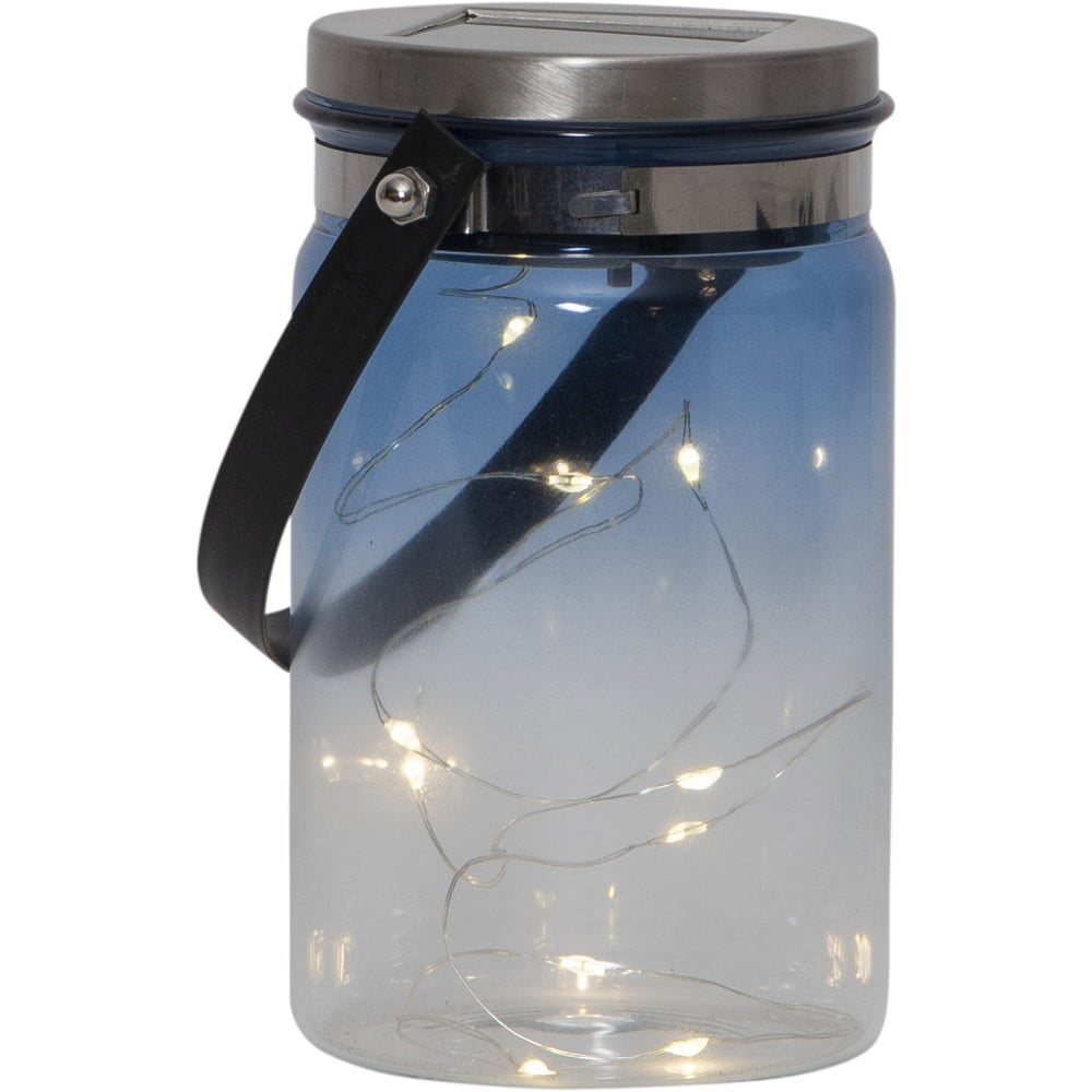 E-shop Vonkajší solárny lampáš Star Trading Tint Lantern Blue, výška 15 cm