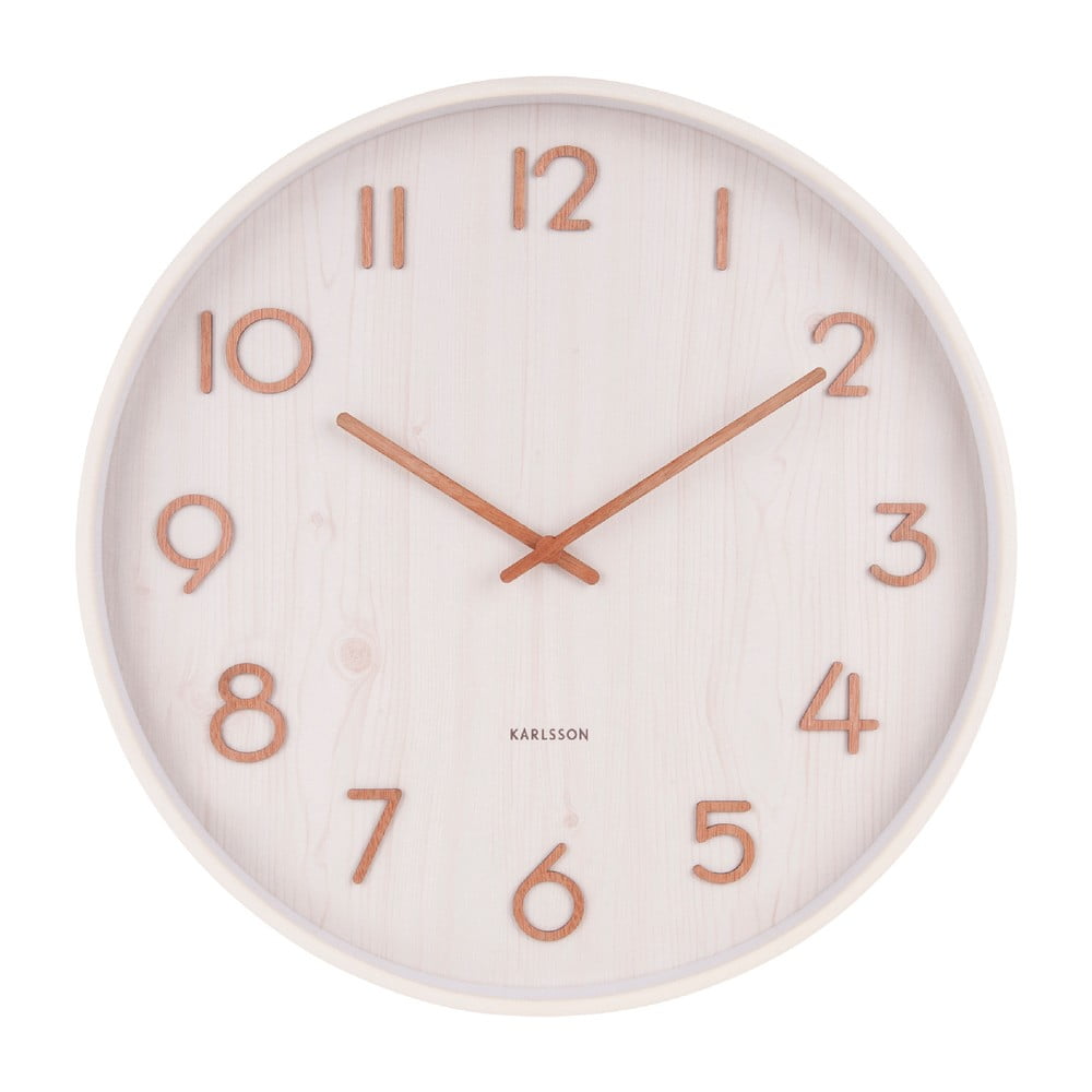 E-shop Biele nástenné hodiny z lipového dreva Karlsson Pure Medium, ø 40 cm