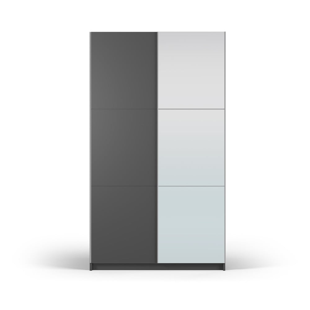 E-shop Tmavosivá šatníková skriňa so zrkadlom a s posuvnými dverami 122x215 cm Lisburn - Cosmopolitan Design