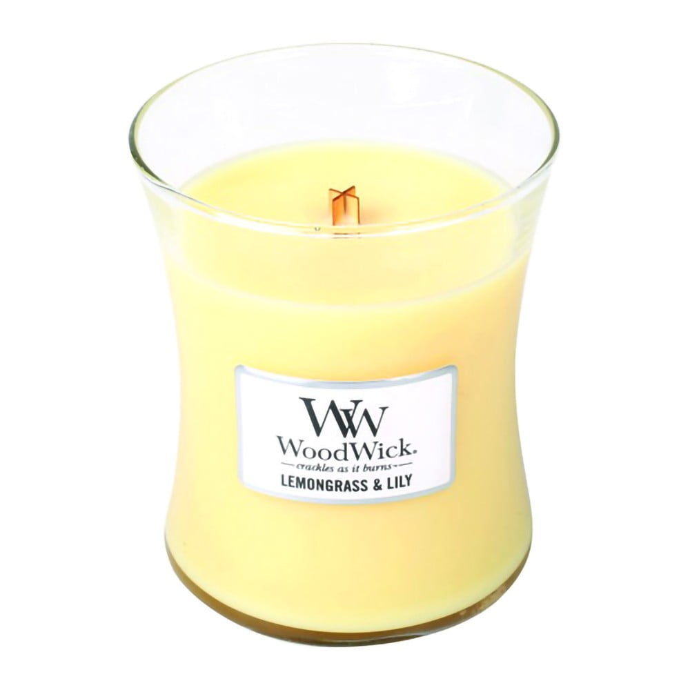 Obrázok Woodwick Lemongrass & Lily vonná sviečka 275 g s dreveným knotom 