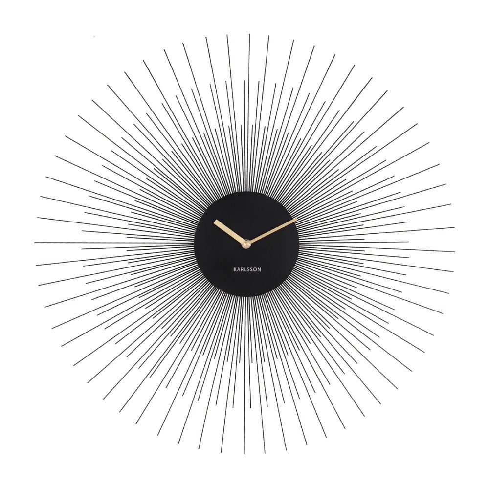 E-shop Čierne nástenné hodiny Karlsson Peony Large, ø 60 cm