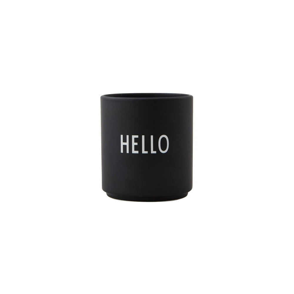 Čierny porcelánový hrnček Design Letters Favourite Hello